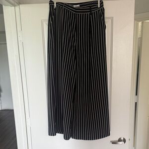 Black Wide-Leg Pinstripe Pants